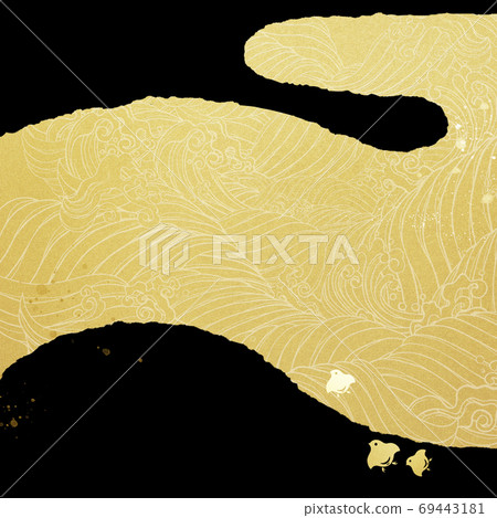 Japanese-style background that expresses waves-There are multiple variations 69443181