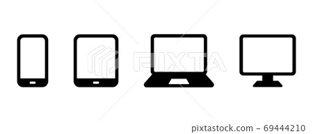 Set of icons for digital devices such as PCs and smartphones / tablets / PCs / smartphones / screens 69444210