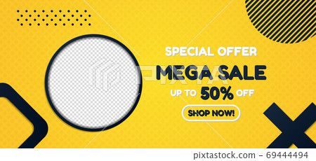 Sale banner geometric shape product frame image design yellow co 69444494