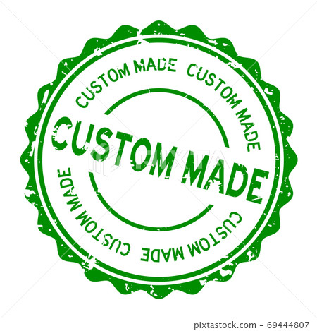 Grunge green custom made word round rubber seal stamp on white background Grunge green custom made word round rubber seal stamp on white background 69444807
