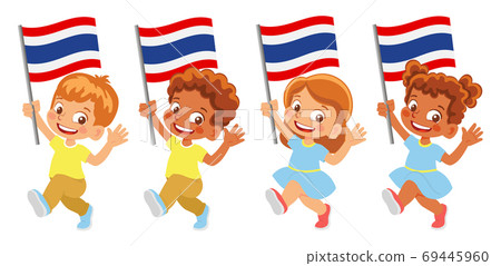 Thailand flag in hand set Thailand flag in hand set 69445960