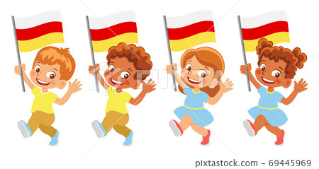 south ossetia flag in hand set 69445969
