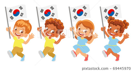 south korea flag in hand set south korea flag in hand set 69445970