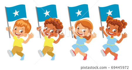 Somalia flag in hand set 69445972
