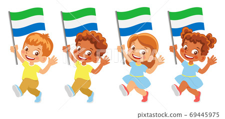 sierra leone flag in hand set sierra leone flag in hand set 69445975
