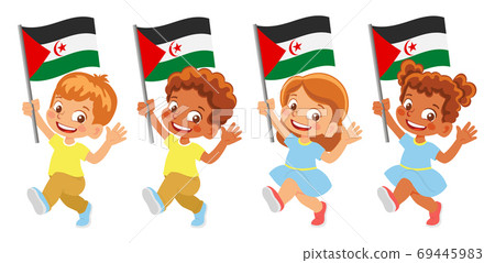 Sahrawi Arab Democratic Republic flag in hand set Sahrawi Arab Democratic Republic flag in hand set 69445983