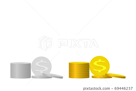silver coin and golden coin on the white background 69446237