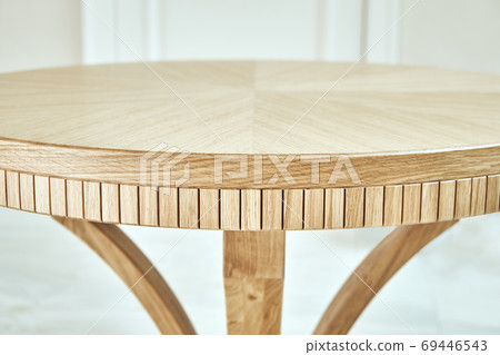 Modern wooden coffee table close-up. Modern furniture 69446543