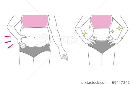 Abdomen before and after line drawing of a woman on a diet Abdomen before and after line drawing of a woman on a diet 69447241