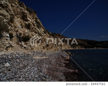 View of the coast of the resort of Pissouri, Cyprus 69447581