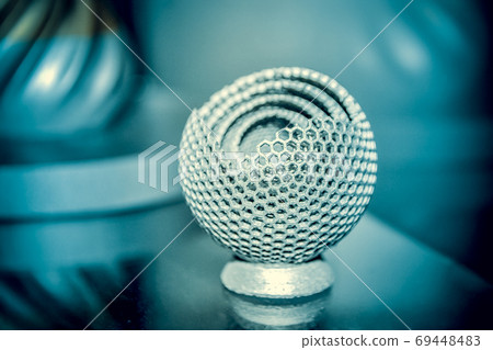 Object printed on metal 3d printer close-up. 69448483