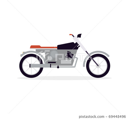 Motorcycle or motorbike with chromed details flat vector illustration isolated. 69448496