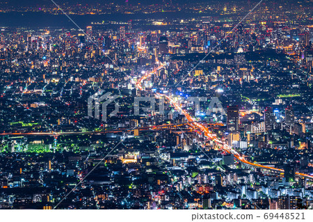 《Osaka Prefecture》 Night view and panoramic view of central Osaka 69448521