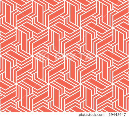 Abstract geometric pattern with stripes, lines. Seamless vector background. White and pink ornament. Simple lattice graphic design 69448647