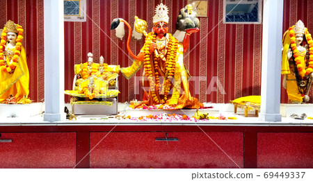 Statue of Hindu god Hanuman at Temple 69449337