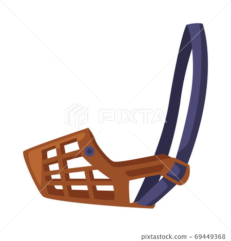 Leather Dog Muzzle, Pet Animal Accessory Cartoon Style Vector Illustration on White Background 69449368
