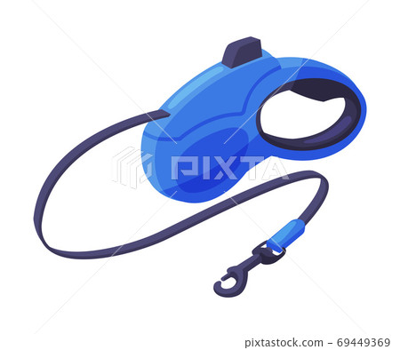 Retractable Leash for Dog, Pet Animal Accessory Cartoon Style Vector Illustration on White Background Retractable Leash for Dog, Pet Animal Accessory Cartoon Style Vector Illustration on White Background 69449369