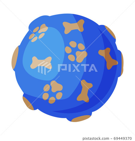 Ball Toy for Dogs, Pet Stuff Cartoon Style Vector Illustration on White Background 69449370