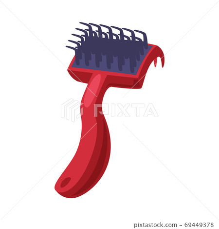 Pet Dog Brush, Pet Animal Care Object Cartoon Style Vector Illustration on White Background 69449378