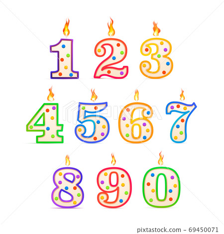 The Birthday Candles In The Different Numbers Stock Illustration