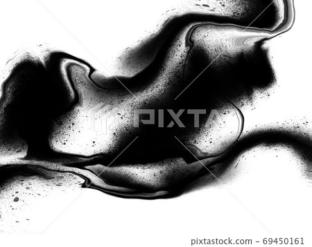 Abstract black and white marble-like ink drawing 69450161