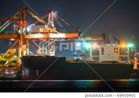 《愛知縣》著名港口工廠的夜景，金城碼頭的景緻 69450401