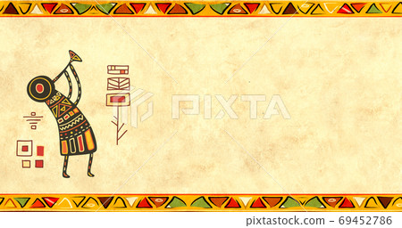 Grunge background with African traditional patterns 69452786