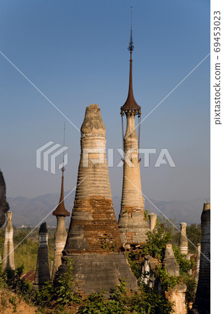 Ancient Ruins of Buddhist Stupas in Indein. Ancient Ruins of Buddhist Stupas in Indein. 69453023