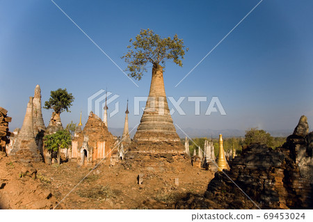 Ancient Ruins of Buddhist Stupas in Indein. Ancient Ruins of Buddhist Stupas in Indein. 69453024
