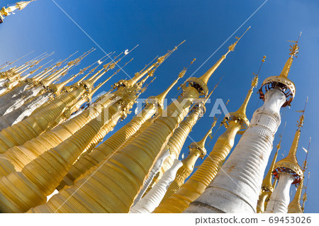Ancient Ruins of Buddhist Stupas in Indein. Ancient Ruins of Buddhist Stupas in Indein. 69453026