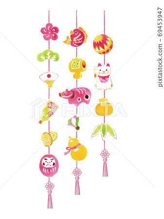 New Year's Tsuru Shikazari watercolor illustration New Year's Tsuru Shikazari watercolor illustration 69453947