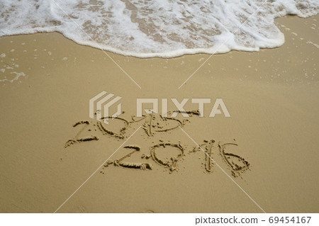 2015 and 2016 year on the sand beach 2015 and 2016 year on the sand beach 69454167