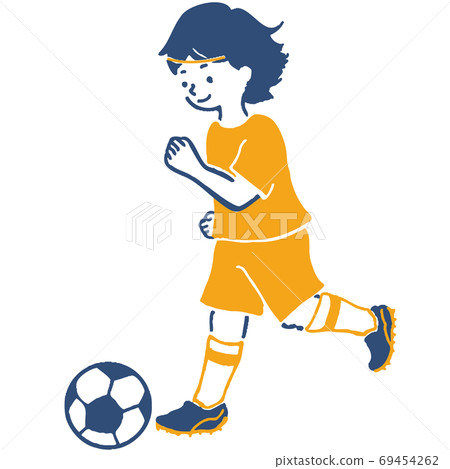 Women's soccer, dribble illustration Women's soccer, dribble illustration 69454262