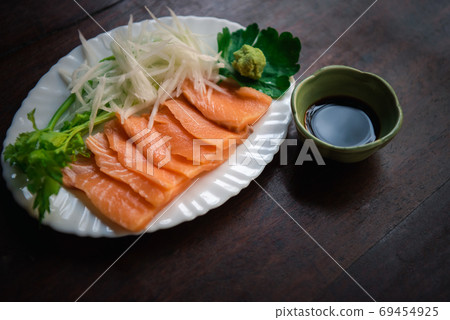 Japanese food sashimi salmon in japan restaurant Japanese food sashimi salmon in japan restaurant 69454925