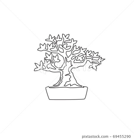 One continuous line drawing beauty and exotic mini bonsai tree for home wall decor art poster print One continuous line drawing beauty and exotic mini bonsai tree for home wall decor art poster print 69455290