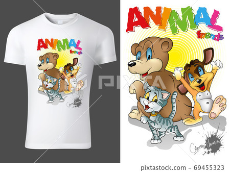 T-shirt Design with Cartoon Animals 69455323