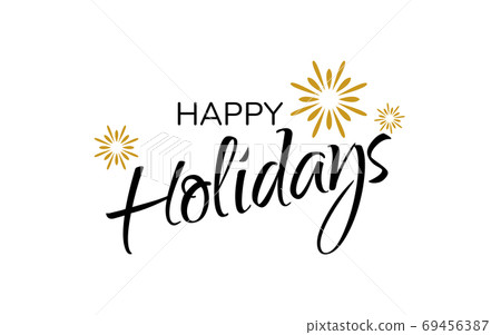 Happy holiday handwritten brush lettering greeting card calligra 69456387