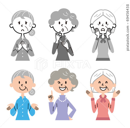 Elderly women's worries solution illustration 69456438