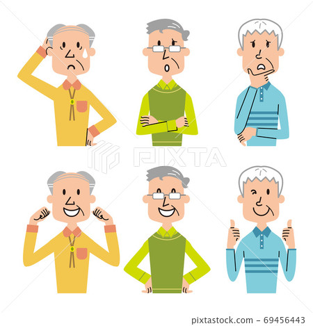 Elderly men's worries solution illustration 69456443