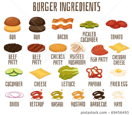 Vector poster with set burger and sandwich ingredients 69456493