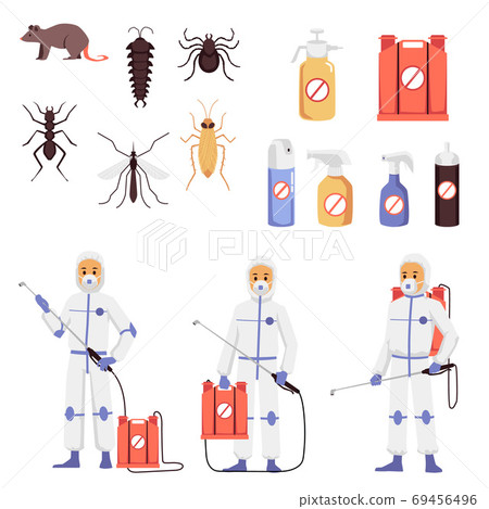 Prevention, control and destruction of insects and rodents a set of vector icons 69456496