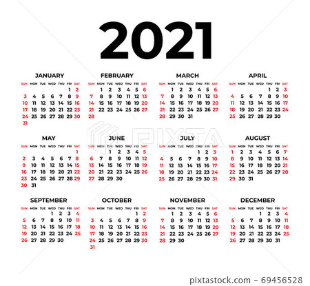 Calendar for 2021 on white background 69456528