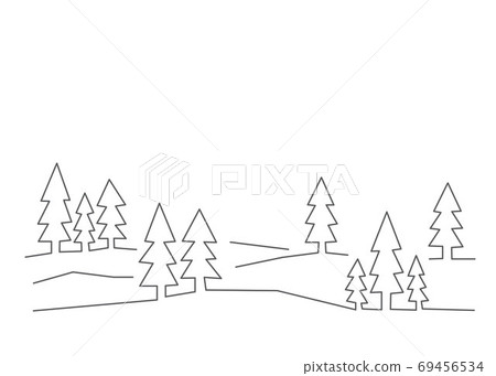 Forest illustration in line style on white background Forest illustration in line style on white background 69456534