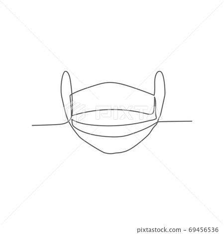 Medical mask One line drawing on white background 69456536