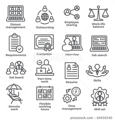Work from home line icons on white background Work from home line icons on white background 69456540