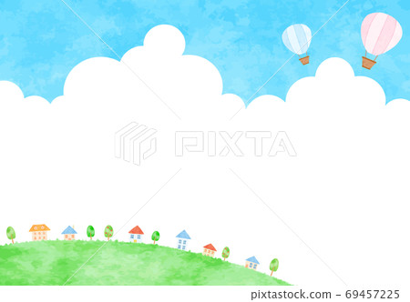 Blue sky cityscape landscape illustration Blue sky cityscape landscape illustration 69457225