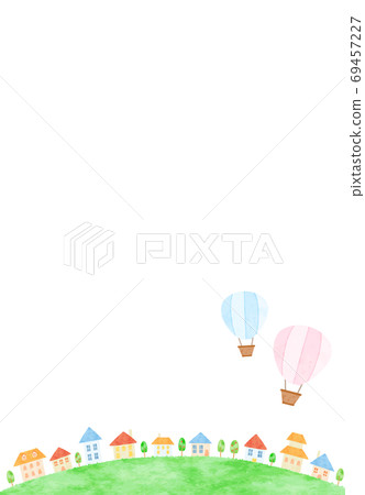 Cute balloon and cityscape landscape illustration Cute balloon and cityscape landscape illustration 69457227
