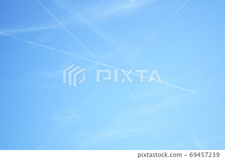 Blue sky and airplane cloud 69457239