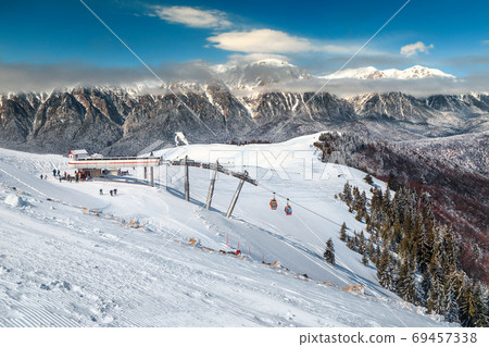 Majestic ski resort in Prahova valley, Carpathians, Azuga, Romania, Europe Majestic ski resort in Prahova valley, Carpathians, Azuga, Romania, Europe 69457338