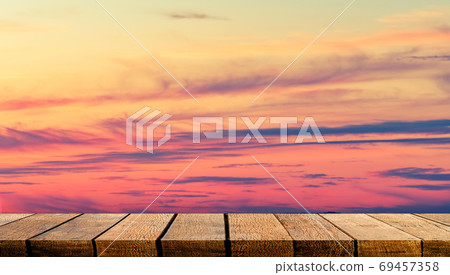 Empty display wooden board shelf table counter with copy space f Empty display wooden board shelf table counter with copy space f 69457358